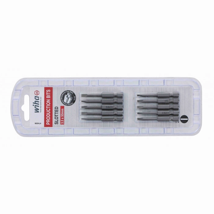 Wiha Tools 74006 Slotted Power Bit, 3.5 mm x 50 mm, 10 Pk.