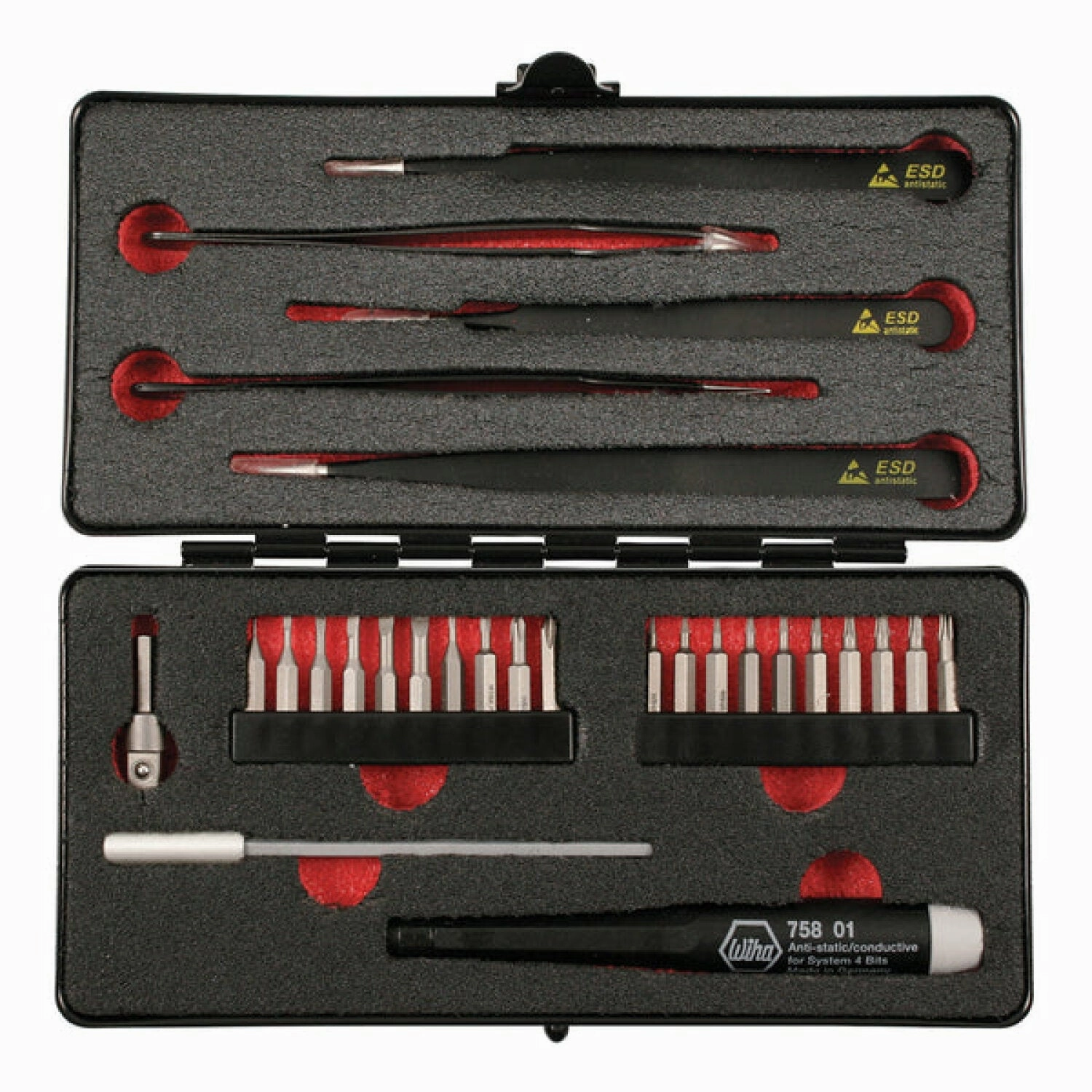 Wiha Tools 75993 SYS 4 ESD Micro Bit & Tweezer 28 Pc. Set
